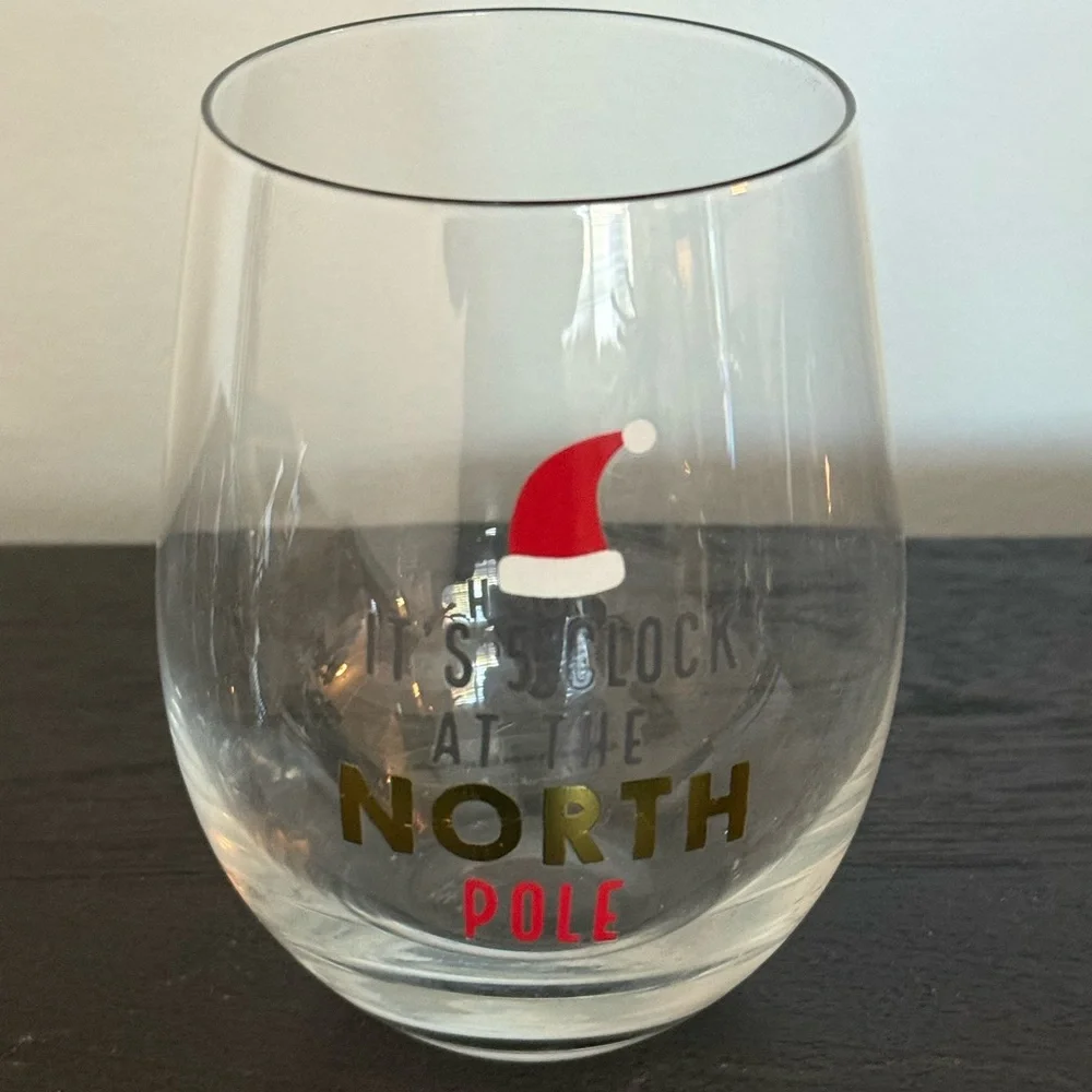 Holiday Boutique Its 5' Clock At The North Pole Christmas Wine Glass